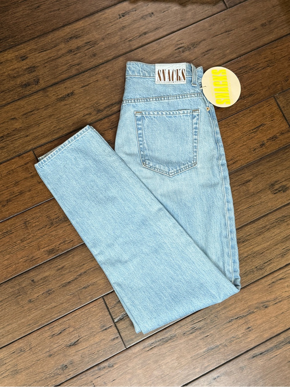 NWT MOTHER "SNACKS!" High Rise Straight Jeans Light Wash Mom Jeans Size 29